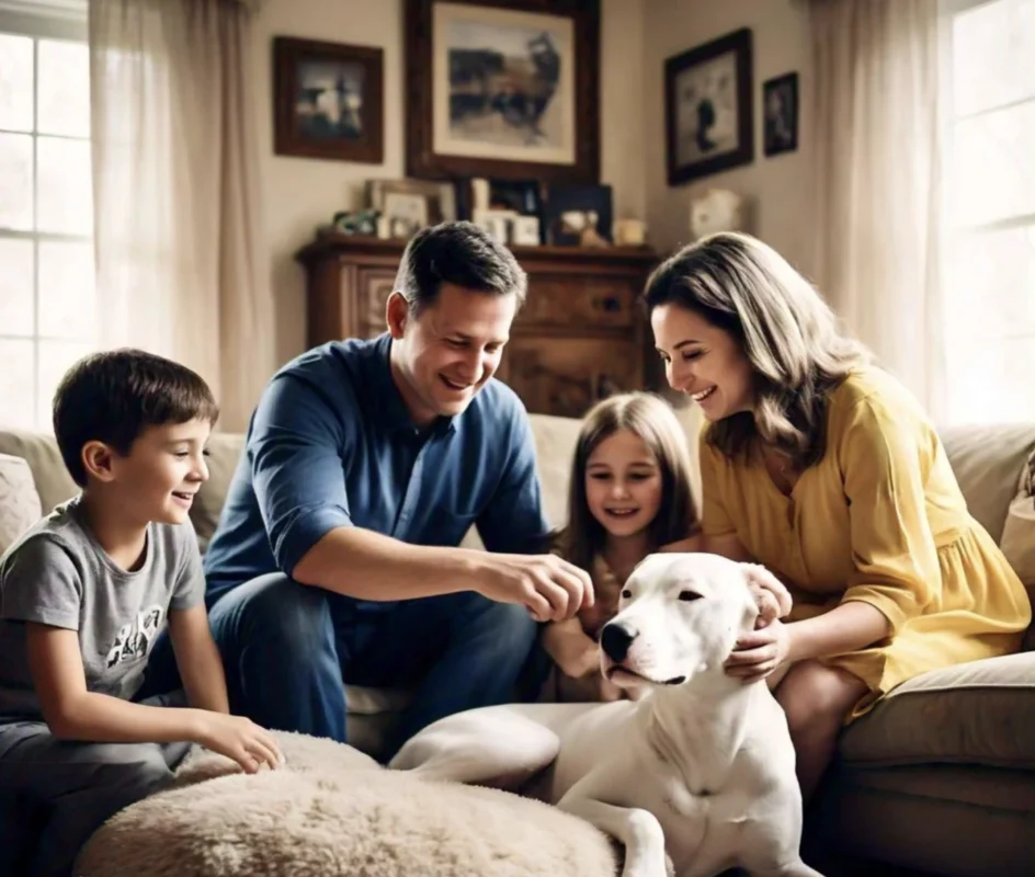 Dogo Argentino y Familia en Casa