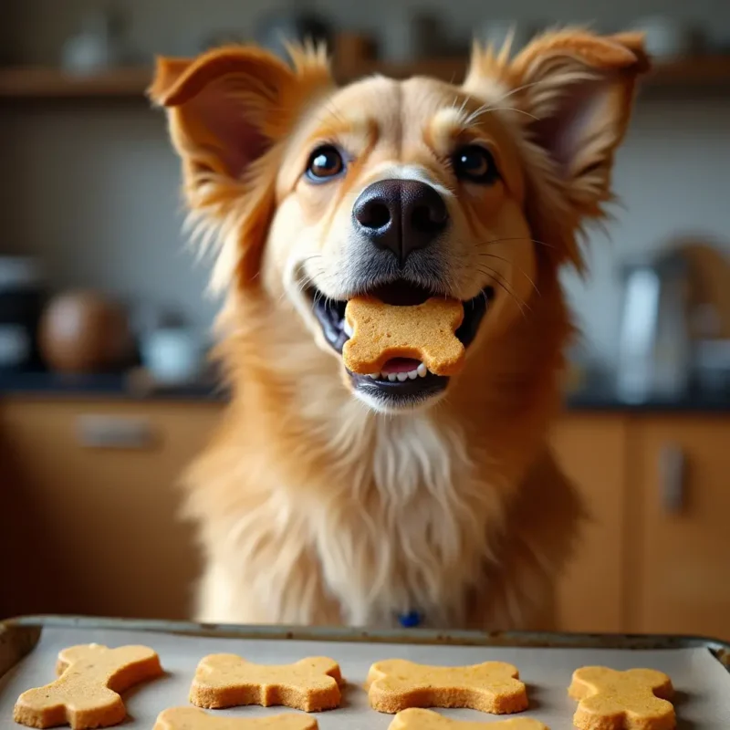 Galletas caseras para perros hechas con manzana y calabaza.