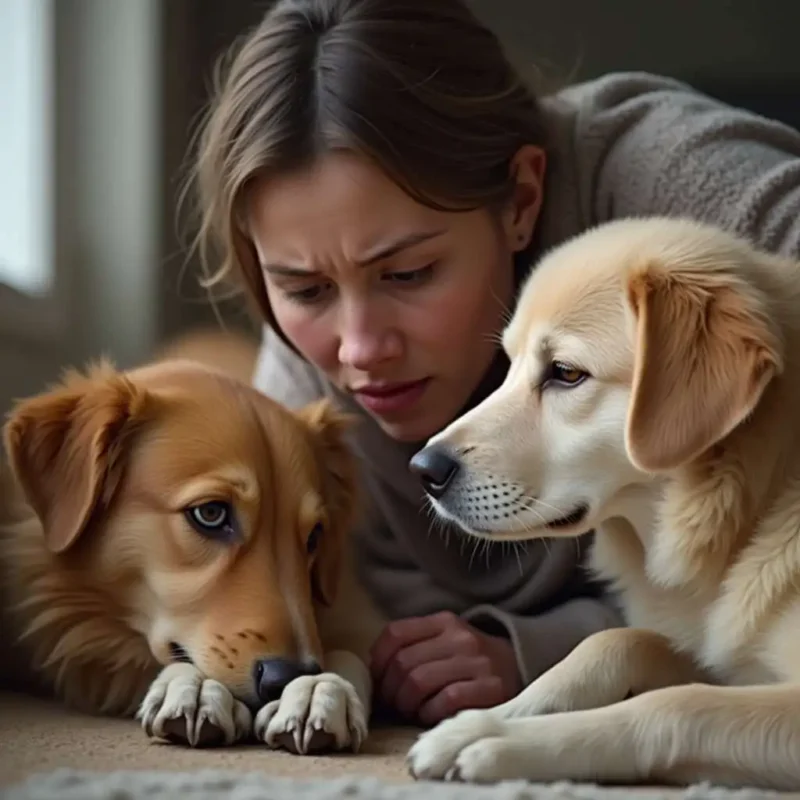 Perro mostrando síntomas tempranos de moquillo como fiebre y secreciones nasales.