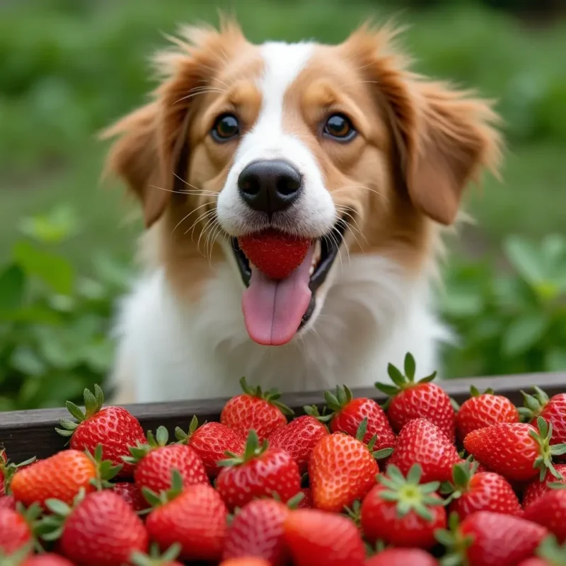 Tabla de nutrientes mostrando beneficios de las fresas para los perros.