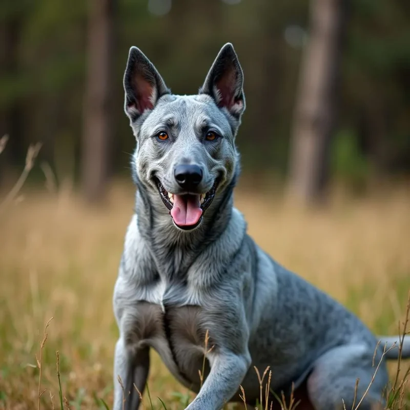 Malinois azul posando en la naturaleza, mostrando su pelaje brillante y elegante.