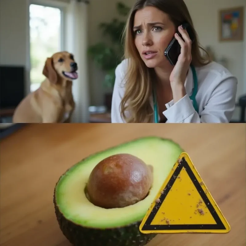 Dueño preocupado consultando a un veterinario sobre qué hacer si su perro come aguacate, ilustrando los riesgos de que los perros puedan comer aguacate.