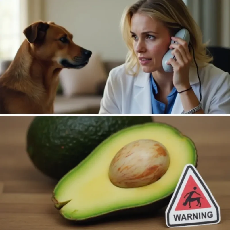 Dueño preocupado consultando a un veterinario sobre qué hacer si su perro come aguacate, ilustrando los riesgos de que los perros puedan comer aguacate.