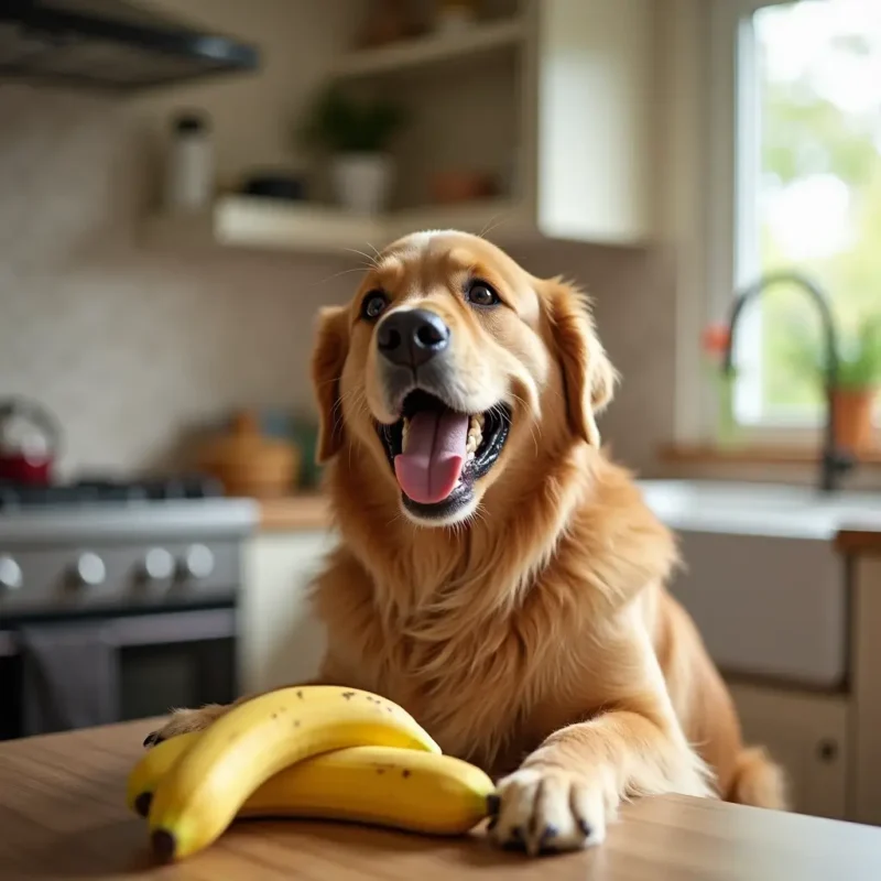 los perros pueden comer banana Perro comiendo una rebanada de banana