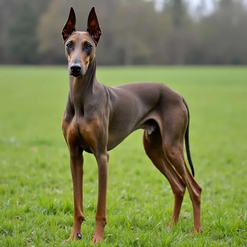 Galgo Italiano en campo con postura elegante