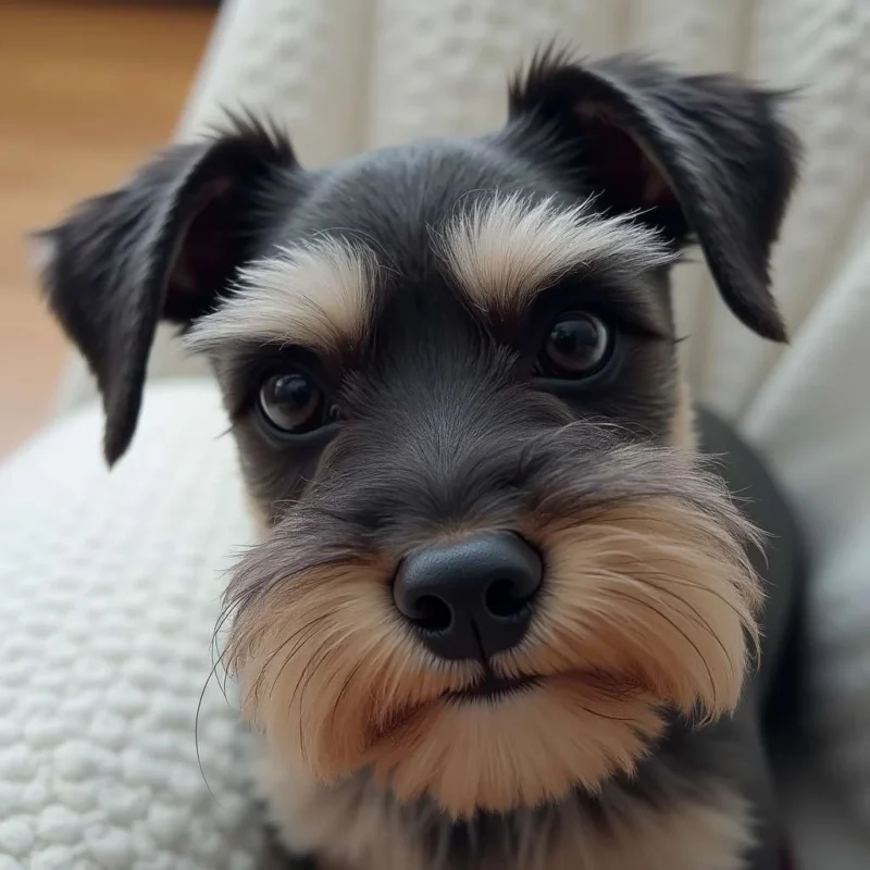 Primer plano de la barba y cejas del schnauzer mediano