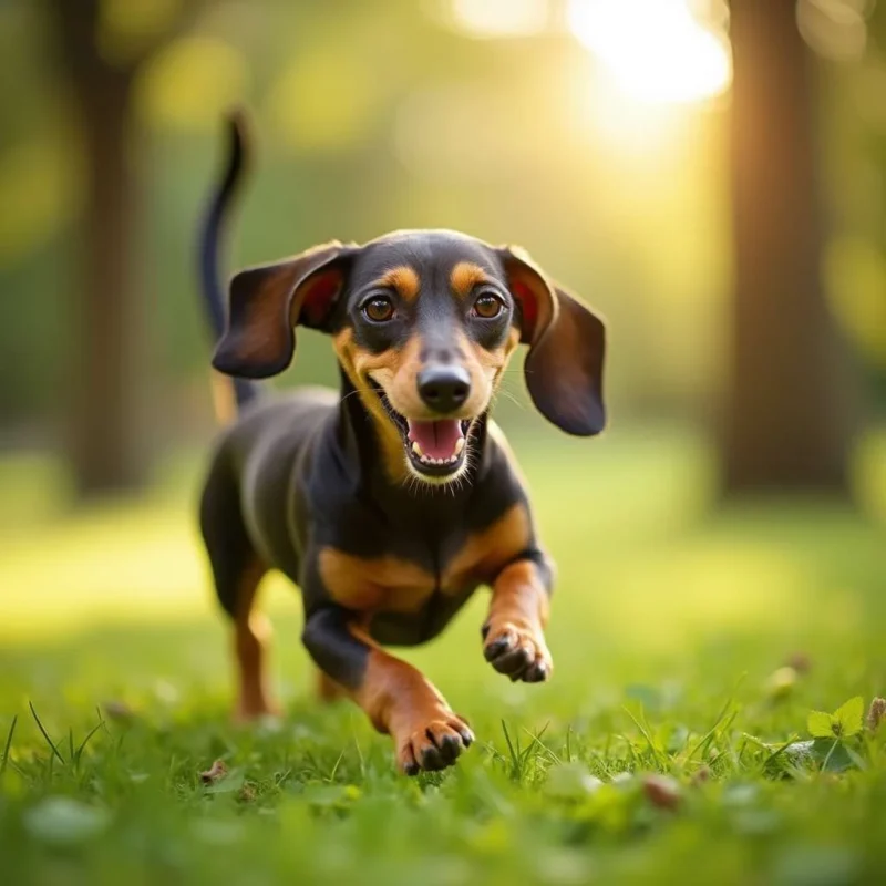 Dachshund feliz corriendo en el parque